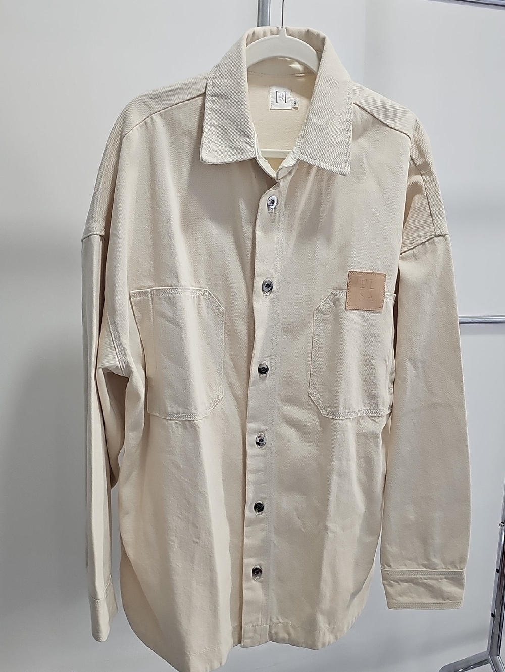 HELSA Beige Women's Jean Jacket Shirt - Casual Button-Up